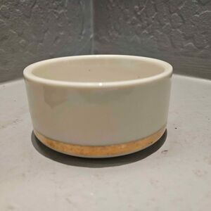 The Art of Chokin Ceramic Trinket Dish Cream and Gold Trimmed
